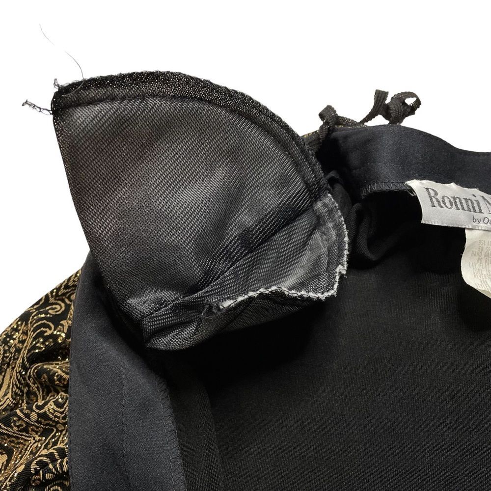 VINTAGE Elegant Black Gold Glitter Open Front Jacket Size Large Ronni Nicole - Picture 5 of 7